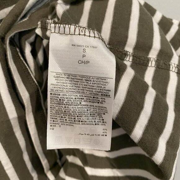 Olive Green and White Striped Banana Republic Jersey Dress - Size Small - Picture 3 of 4